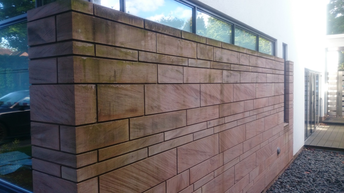 Outside Sandstone Cladding Cleaning - Before