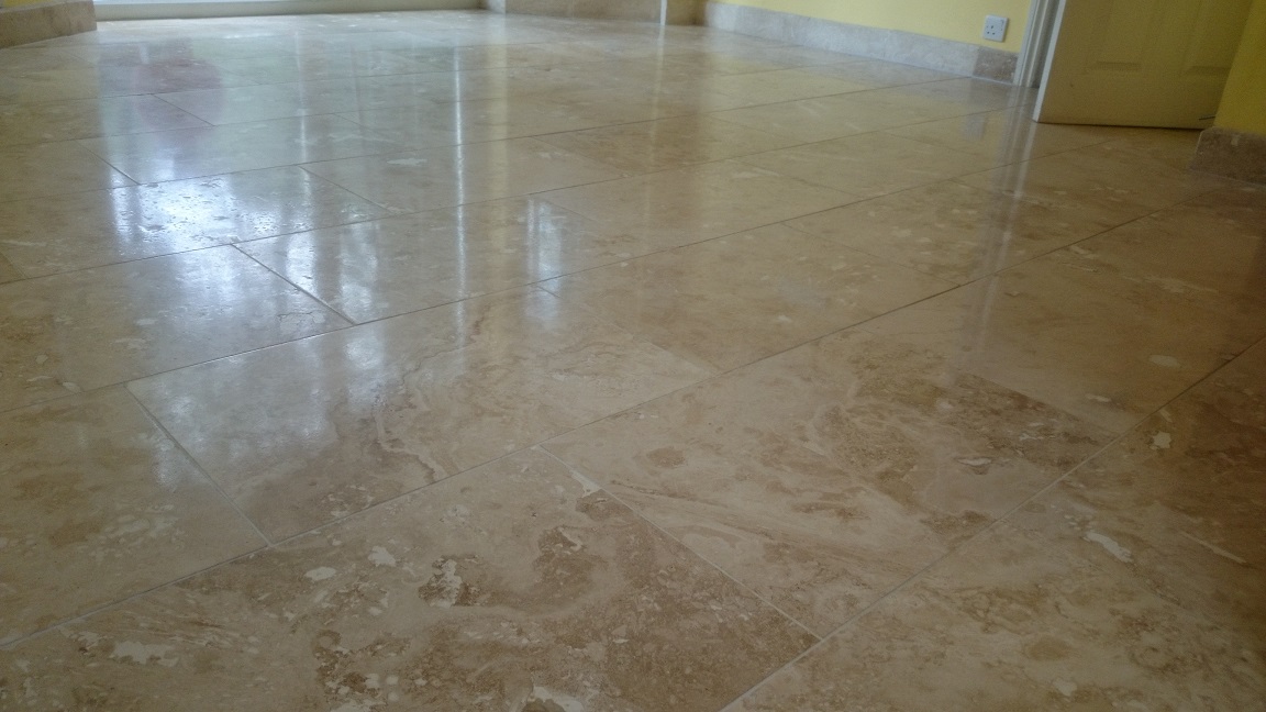 Travertine Floor After Restoration in Kingwood Surrey