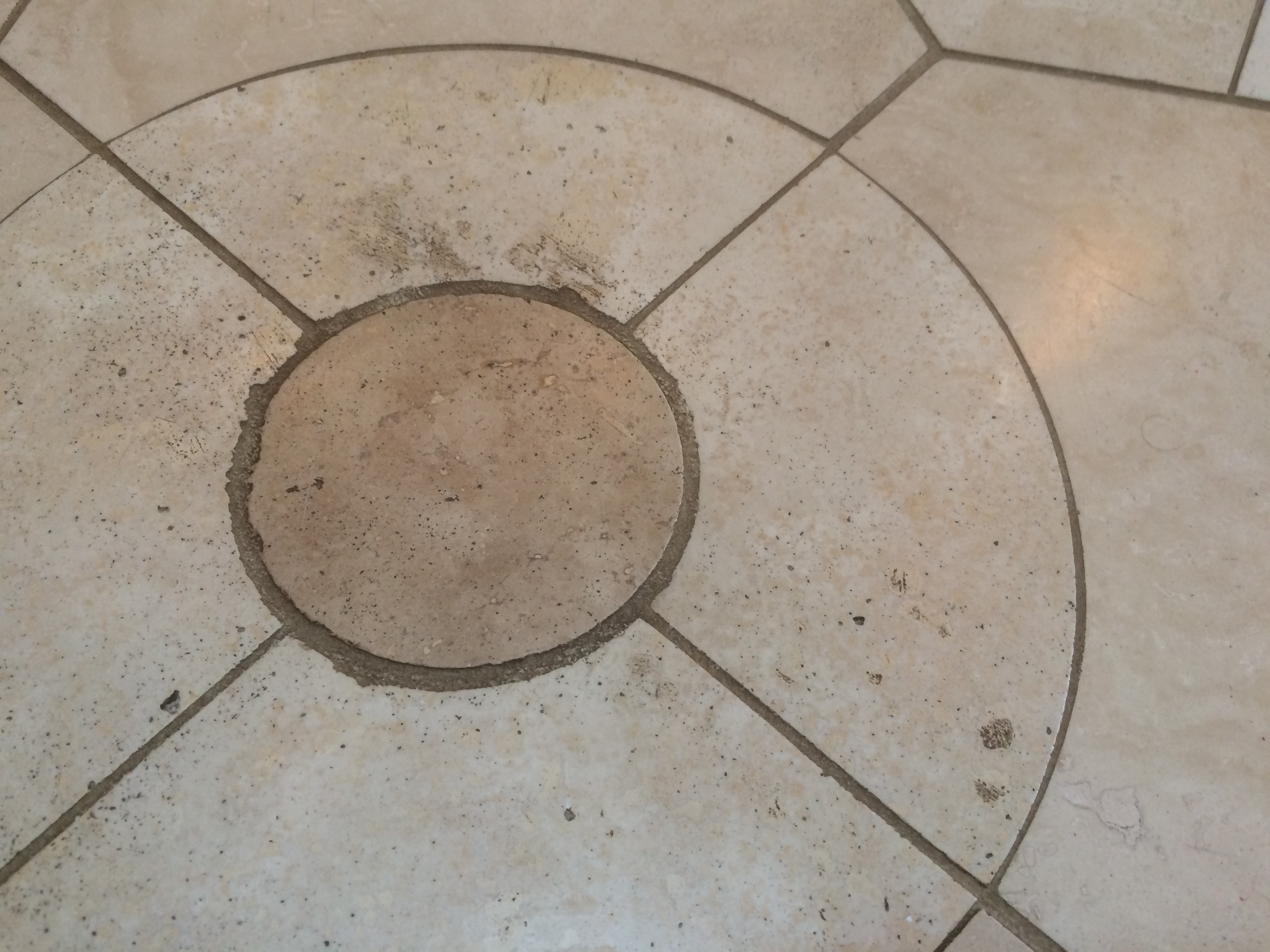 Before Travertine Grout Line Cleaning